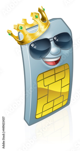 Sim Card Cool King Mobile Phone Cartoon Mascot