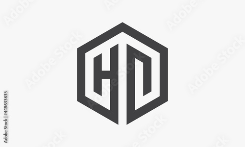 HN hexagon letter logo isolated on white background.