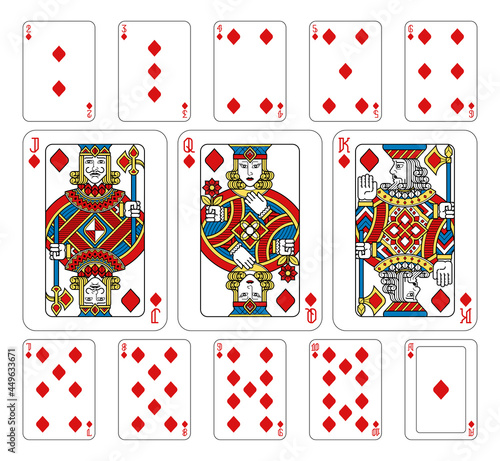 Playing Cards Diamonds Yellow Red Blue and Black