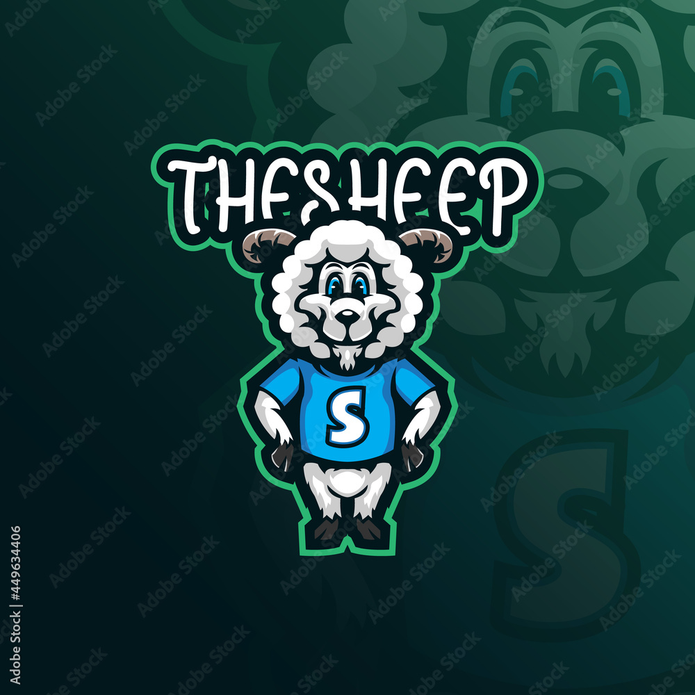 sheep mascot logo design vector with modern illustration concept style for badge, emblem and t shirt printing. smart sheep illustration.