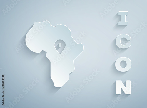 Wallpaper Mural Paper cut Map of Africa icon isolated on grey background. Paper art style. Vector Torontodigital.ca
