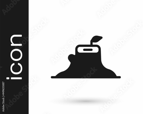 Black Tree stump icon isolated on white background. Vector