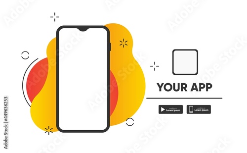 Smartphone application promo for download app landing page. Vector