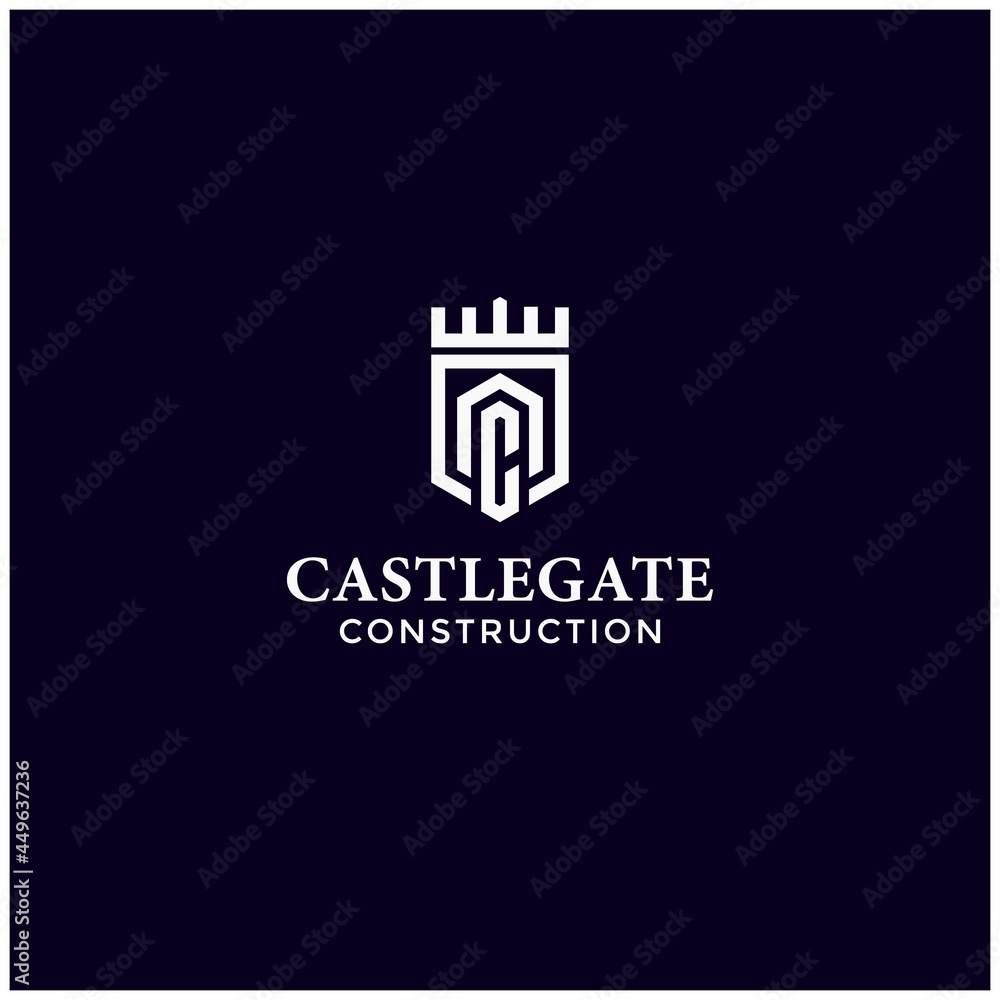 Naklejka premium illustration of simple castle tower vector line art logo of medieval