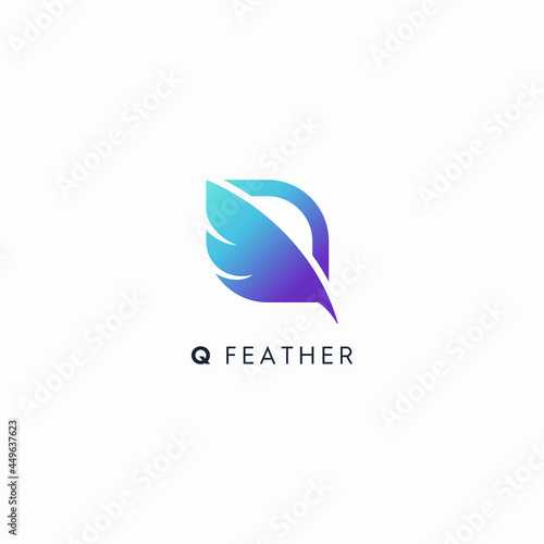 Q feather letter logo abstract