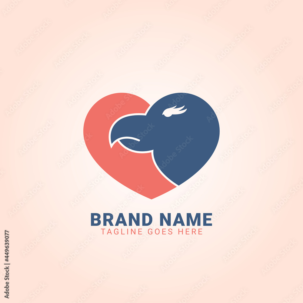 eagle head inside heart shape with cute pale colors vector logo design eagle head inside heart shape with cute pale colors vector logo design