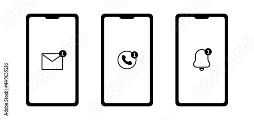 色々なアイコンに通知のマークが付いている、スマホの画面セット