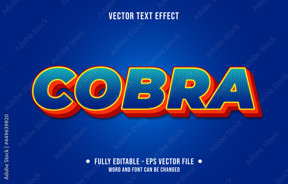Editable text effect gradient blue and red cobra style