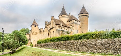 Panoramic view at the castle Puymartin built during the 13th century in France photo