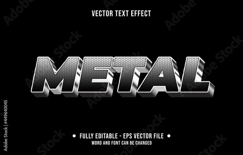 Editable text effect gradient black and silver metallic style