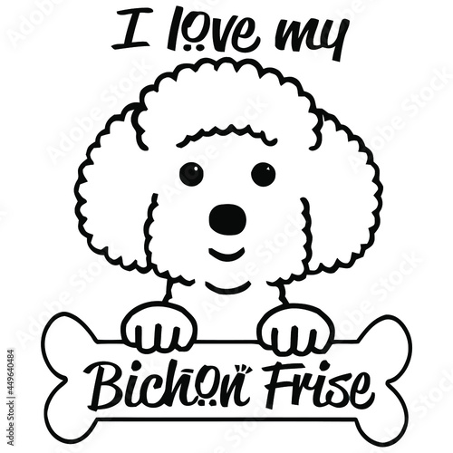 Fototapet dog funny bichon frise ringer design vector illustration for use in design and p