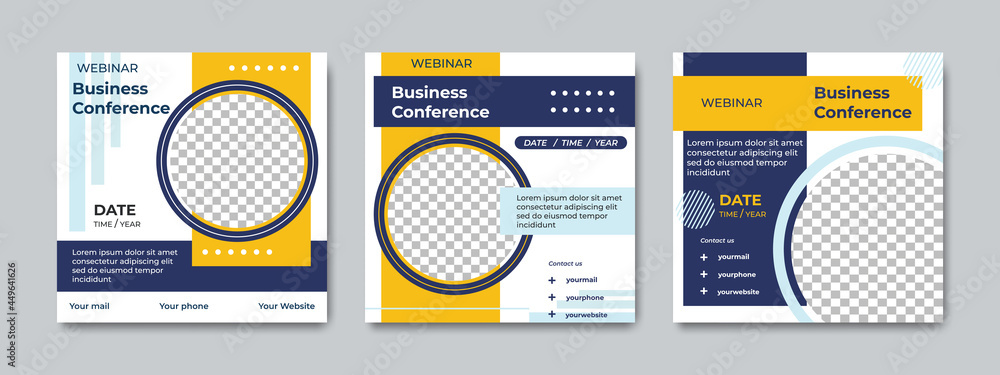 Set of minimalist modern social media post template. Suitable for webinars, seminars, marketing, flyer and other events. Vector graphics modern background. Set of minimalist modern social media post template. Suitable for webinars, seminars, marketing, flyer and other events. Vector graphics modern background.