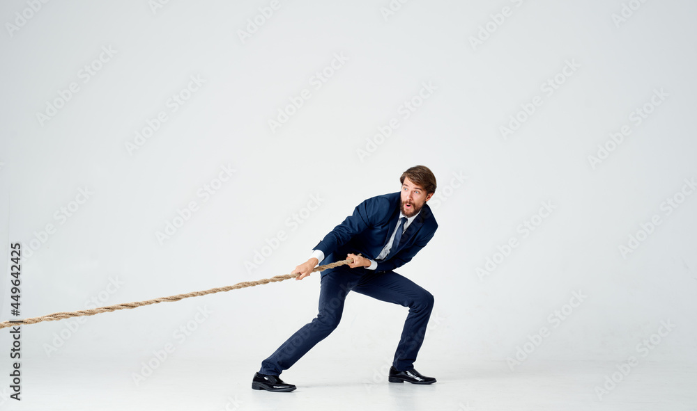 Obraz premium business man work red desk office light background