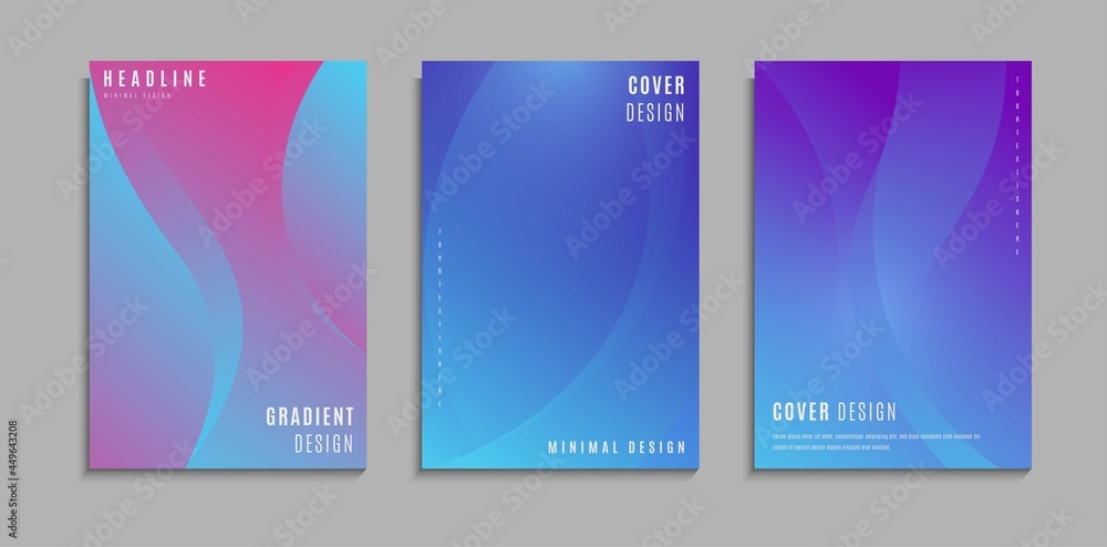 Fototapeta premium Set Of Modern Gradient Colorful Wave Background Cover A4 Template