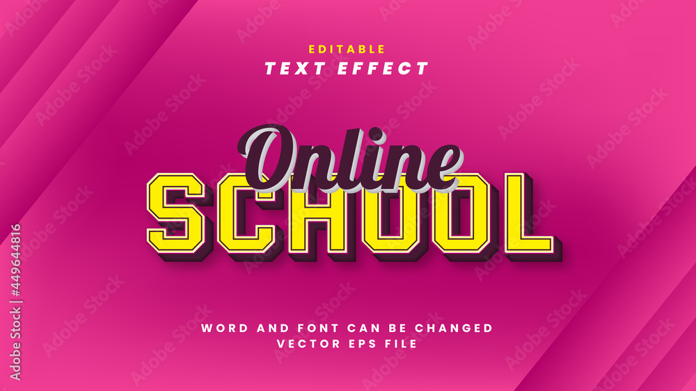Online school editable text effect 3d style