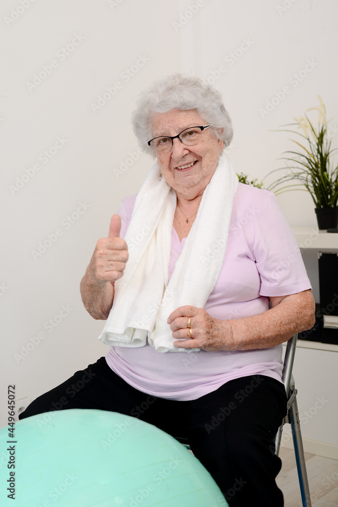 portrait of an active and dynamic senior woman doing sport fitness at home portrait of an active and dynamic senior woman doing sport fitness at home