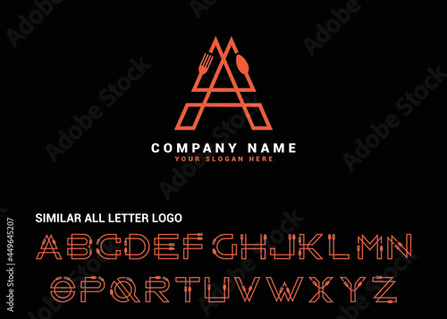 A Food Letter logo,A  spoon letter logo