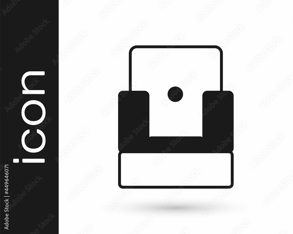 Black Cinema chair icon isolated on white background. Vector Black Cinema chair icon isolated on white background. Vector