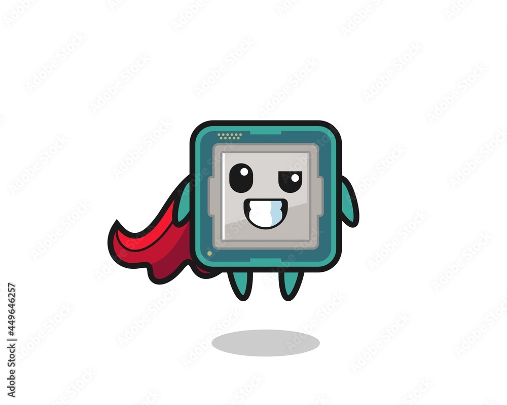 the cute processor character as a flying superhero the cute processor character as a flying superhero