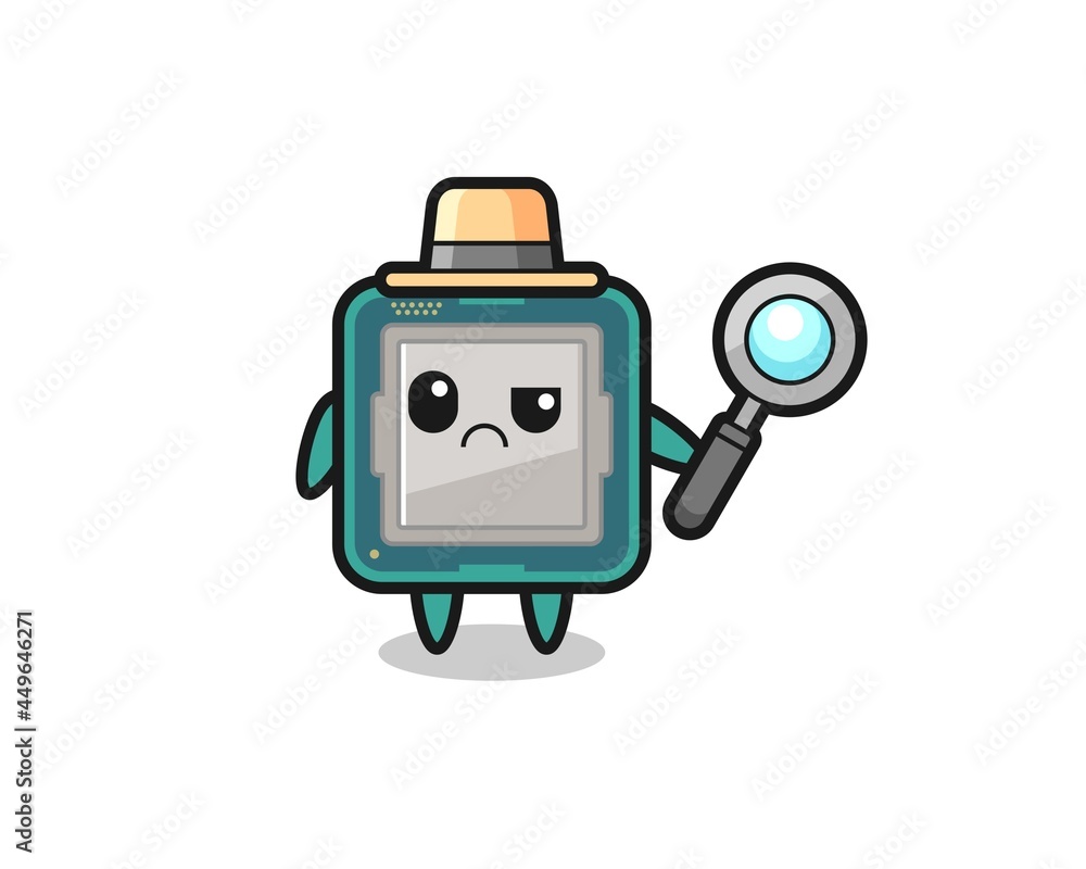 the mascot of cute processor as a detective the mascot of cute processor as a detective