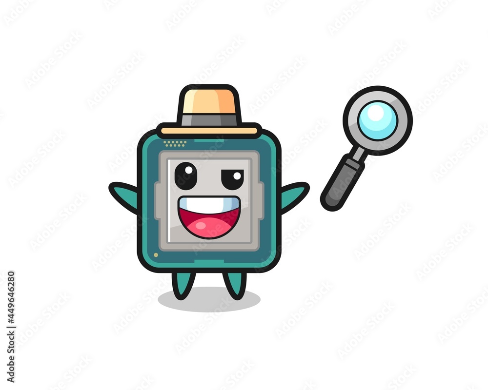 illustration of the processor mascot as a detective who manages to solve a case illustration of the processor mascot as a detective who manages to solve a case