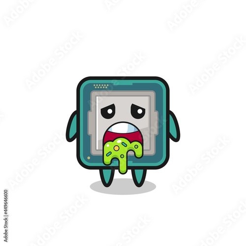 the cute processor character with puke