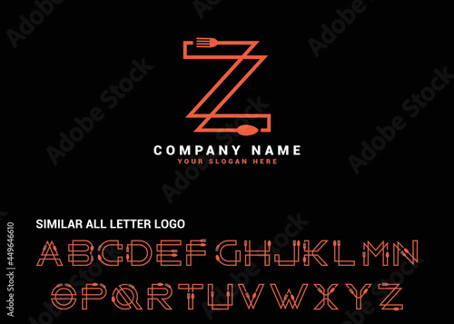 Z Letter logo, Z Food Letter logo, Z spoon letter
