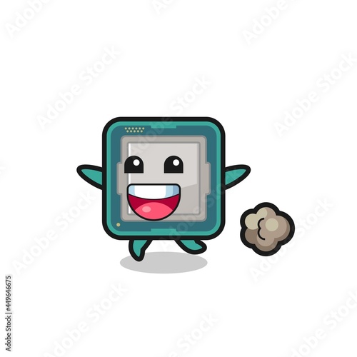 the happy processor cartoon with running pose