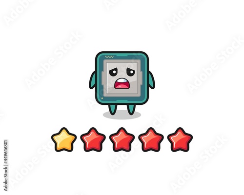 the illustration of customer bad rating, processor cute character with 1 star