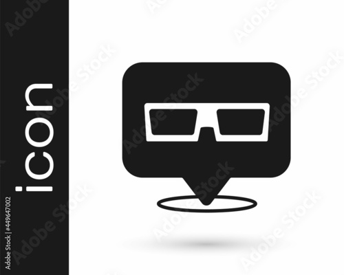 Black 3D cinema glasses icon isolated on white background. Vector