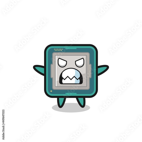 wrathful expression of the processor mascot character