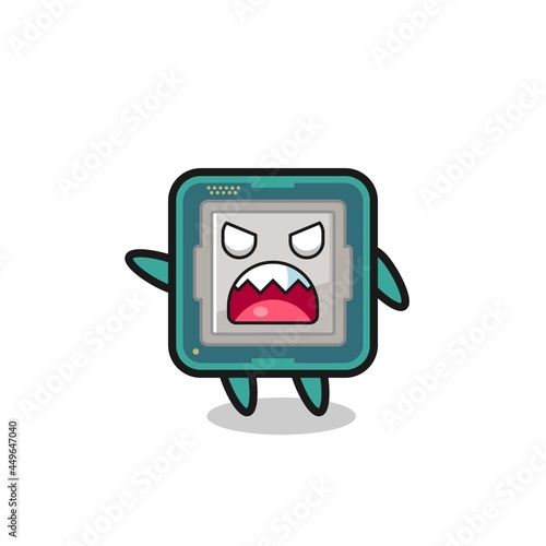 cute processor cartoon in a very angry pose