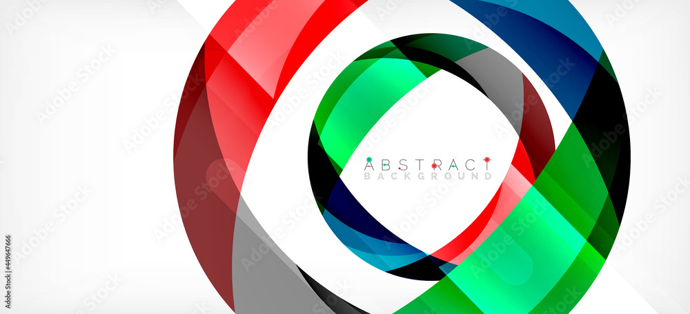 Geometric abstract background. Circle created with overlapping color shapes. Vector Illustration For Wallpaper, Banner, Background, Landing Page Geometric abstract background. Circle created with overlapping color shapes. Vector Illustration For Wallpaper, Banner, Background, Landing Page