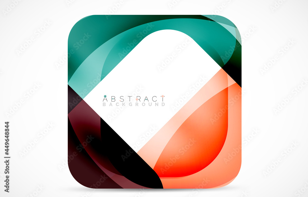 Minimal background. Abstract square shape with round corners created with wavy forms. Vector Illustration For Wallpaper, Banner, Background, Landing Page