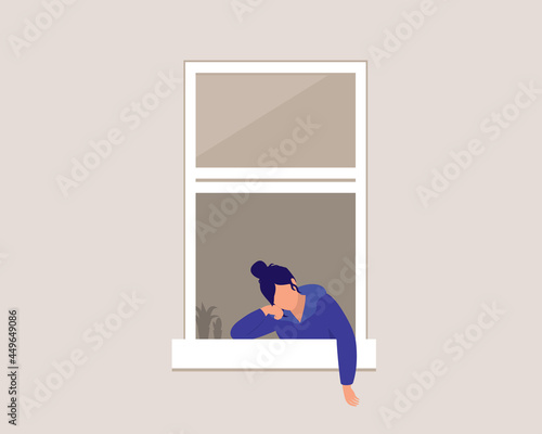 Young Woman Quarantine At Home During COVID-19 Pandemic. Stay At Home.