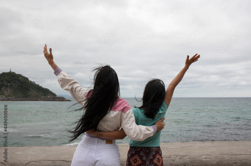 two friends spending the afternoon and having fun two friends spending the afternoon and having fun