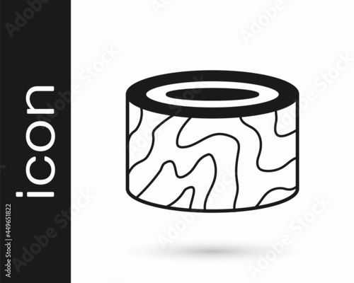 Black Tree stump icon isolated on white background. Vector