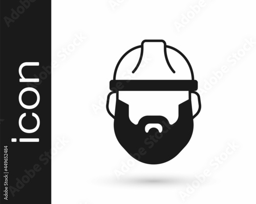 Black Bearded lumberjack man icon isolated on white background. Vector