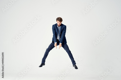 man in suit manager office emotions motion light background