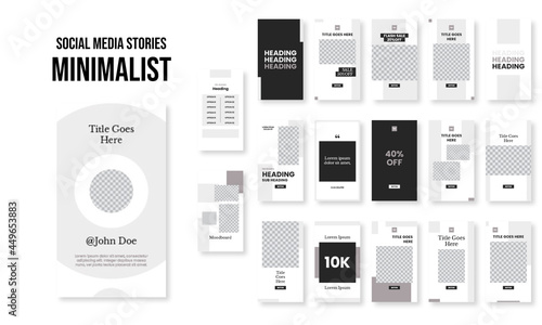 Set of editable social media instagram stories minimalist design vector template ai & eps 10
