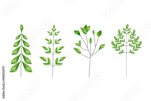 Line art composition with realistic leaves.Environmentally friendly concept respect for nature.
