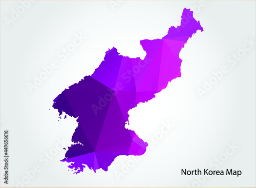 North Korea Map pink Color on white background polygonal