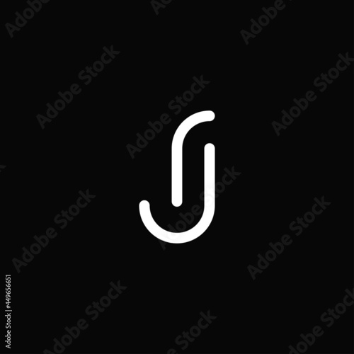 Foto Minimalist letter J outline or monogram white logo isolated on background