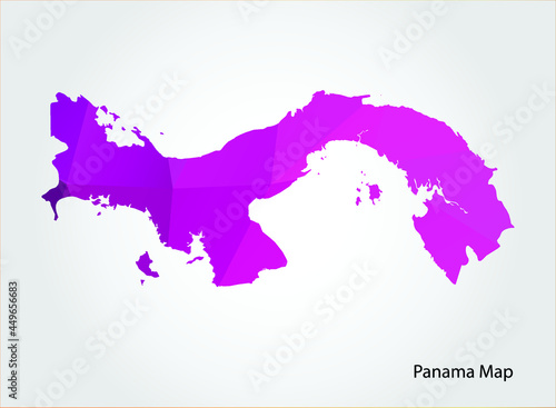 Panama Map pink Color on white background polygonal