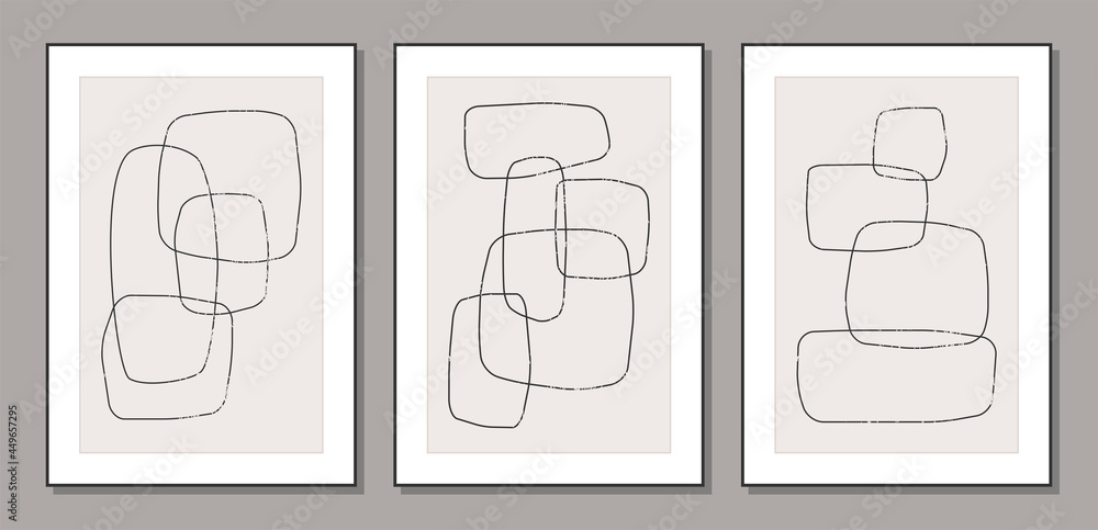 Set of trendy abstract aesthetic minimalist artistic hand drawn composition Set of trendy abstract aesthetic minimalist artistic hand drawn composition