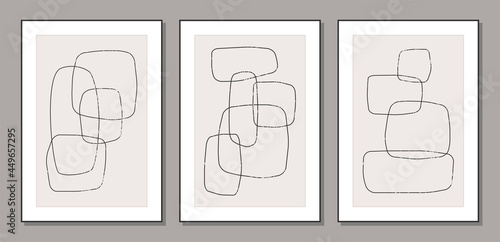 Set of trendy abstract aesthetic minimalist artistic hand drawn composition