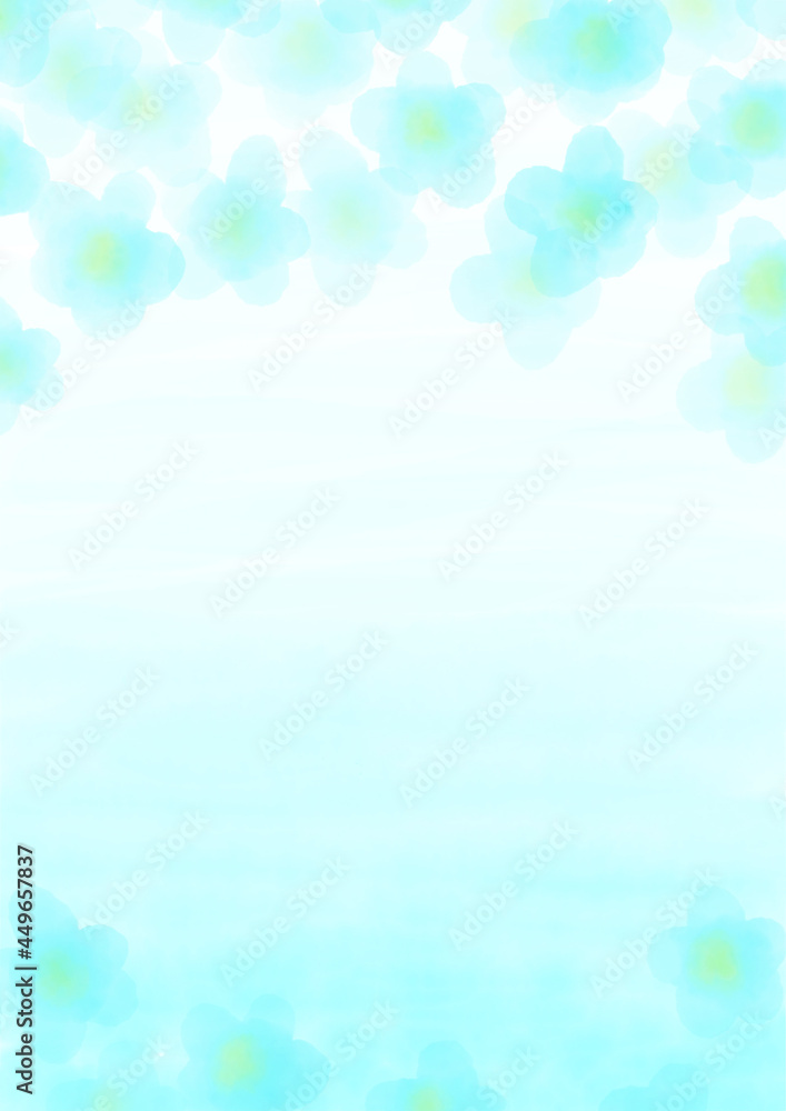 水色の花の水彩イラストの壁紙