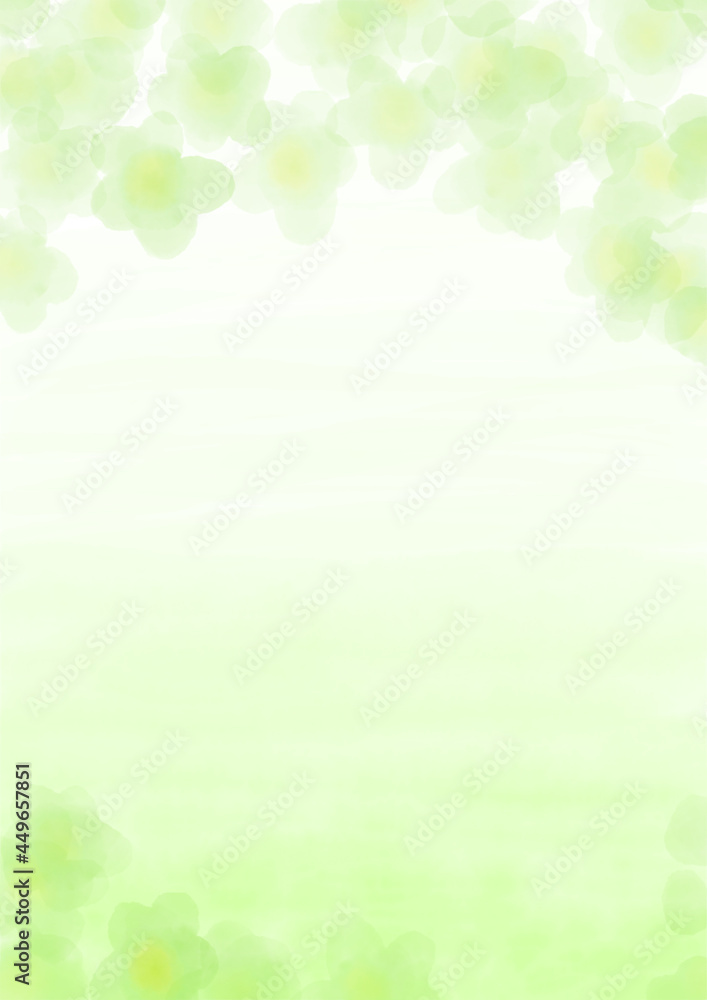 グリーンの花の水彩イラストの壁紙