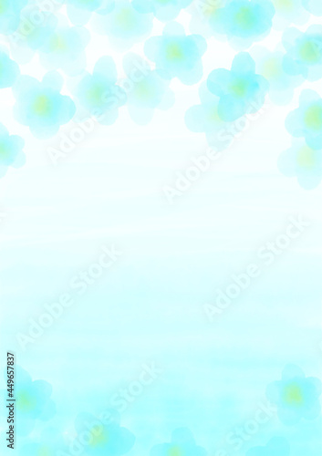 水色の花の水彩イラストの壁紙