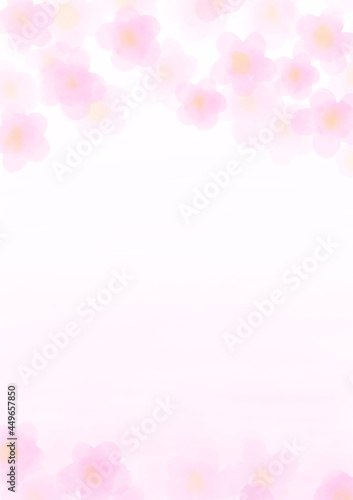 ピンクの花の水彩イラストの壁紙 © Hiromi artworks